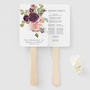 Éventail Mariage Bourgogne et rose vif