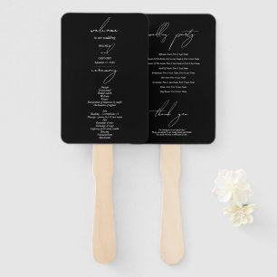 Éventail Mariage calligraphié noir et blanc en signature