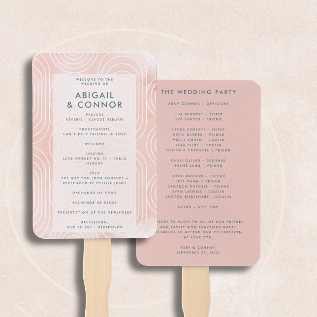 Éventail Mariage chic de pêche Ovales et cercles (Créateur téléchargé)