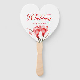 Éventail Mariage crocus rouge oranger fleurie programme fan