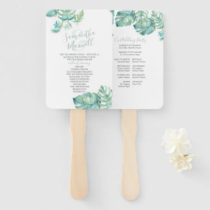 Éventail Mariage d'aquarelle Feuille de palme tropicale