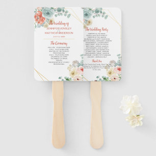 Éventail Mariage de cadre géométrique fleuri de l'abricot