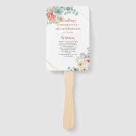 Éventail Mariage de cadre géométrique fleuri de l'abricot
