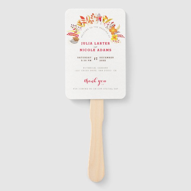 Éventail Mariage de feuillage de Fleur sauvage Boho violet  (Devant)