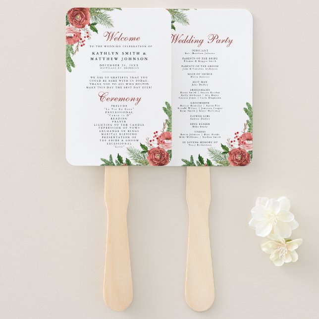 Éventail Mariage de feuillage de Pin Floral Terracotta (Créateur téléchargé)