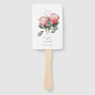Éventail Mariage de fleurs d'aquarelle en teinte Protea