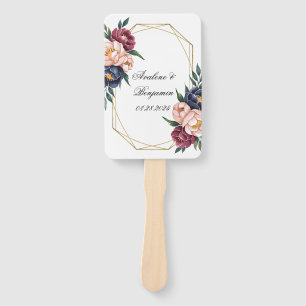 Éventail Mariage de la marine Bourgogne rose