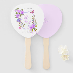 Éventail Mariage de monogramme Rose violet