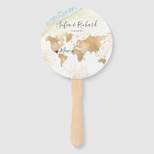 Éventail Mariage Destination Passport Carte du monde Mexiqu