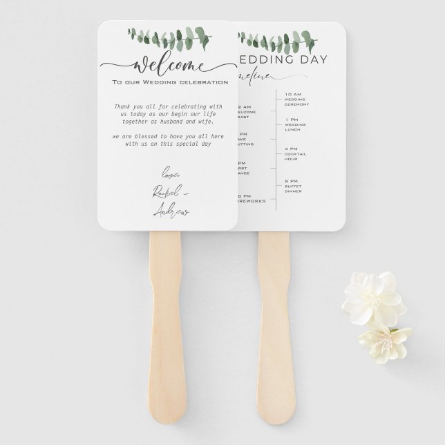 Éventail Mariage élégant (Devant et derrière)