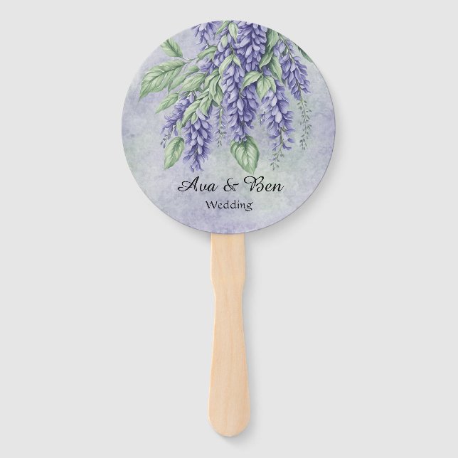 Éventail Mariage en marbre Lavender Wisteria Fleurs (Devant)