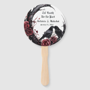 Éventail Mariage en rosewood corbeau gothique