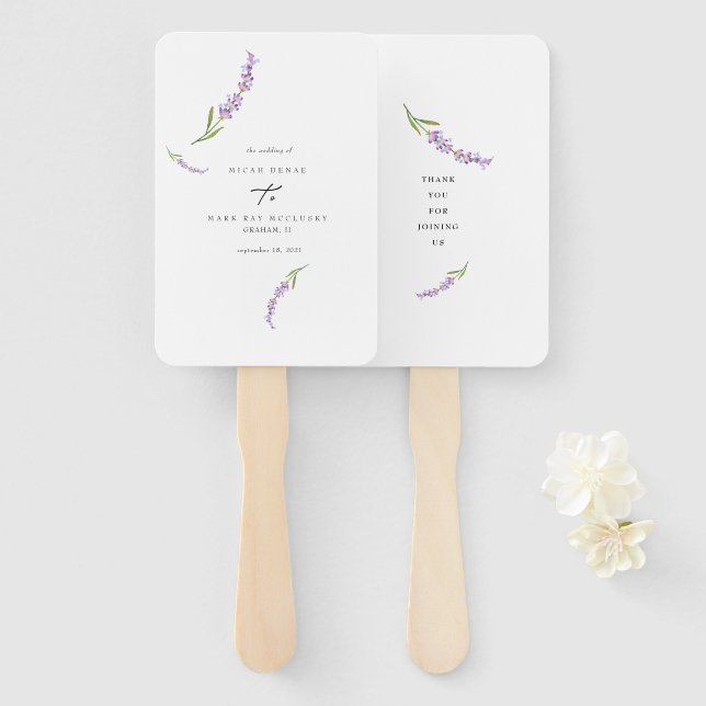Éventail Mariage extérieur Lavender Welcome (Devant et derrière)