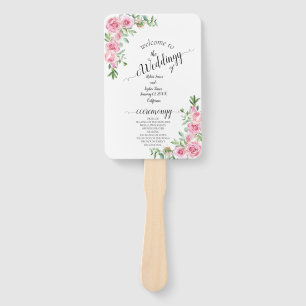 Éventail Mariage Fleur Rose Blush