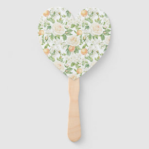 Éventail Mariage Fleurs de Pêches Roses Blanches Romantique