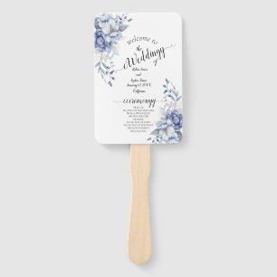 Éventail Mariage floral bleu poussiéreux