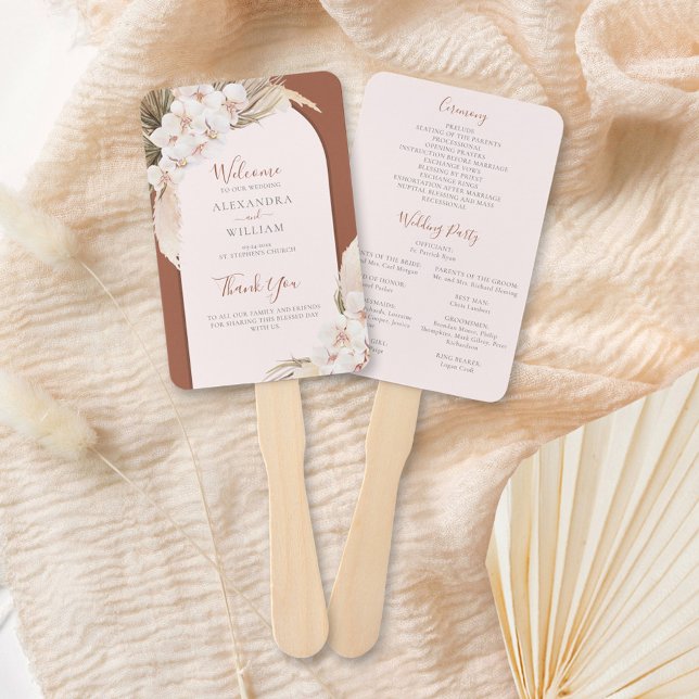 Éventail Mariage floral boho automnal en Terracotta et herb (Créateur téléchargé)