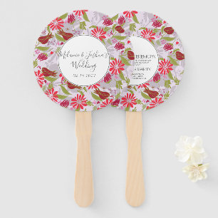 Éventail Mariage floral botanique tulipe rose verdure