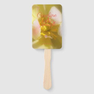 Éventail Mariage floral jaune doux