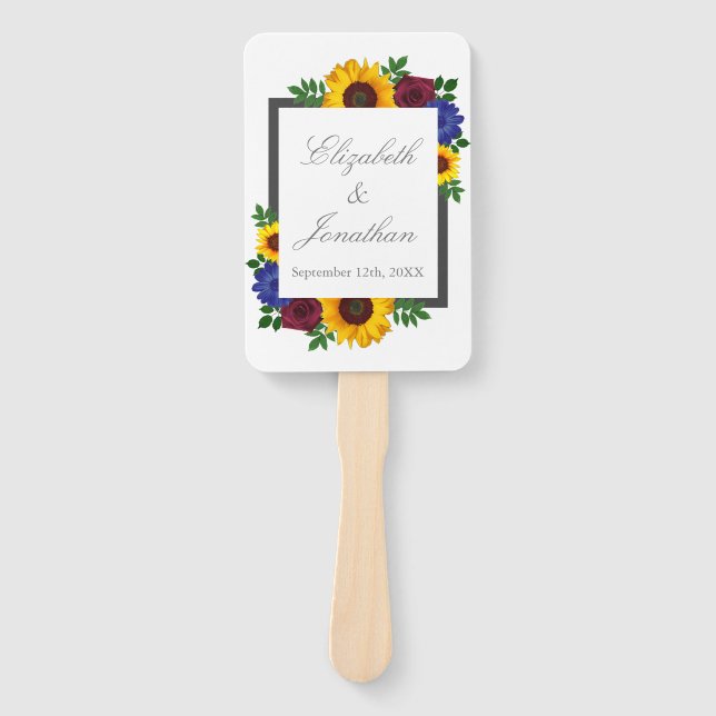 Éventail Mariage floral Rose de tournesol (Devant)