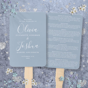 Éventail Mariage juif de Dusty Blue Signature Script