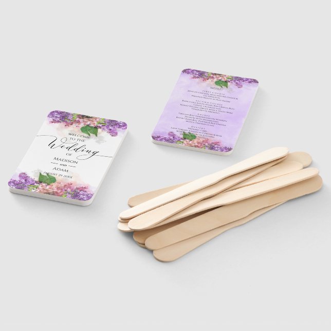 Éventail Mariage Lilac Fleurs violettes et roses (Non-assemblé)