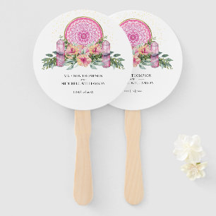 Éventail Mariage métaphysique rose floral Mandala Crystals