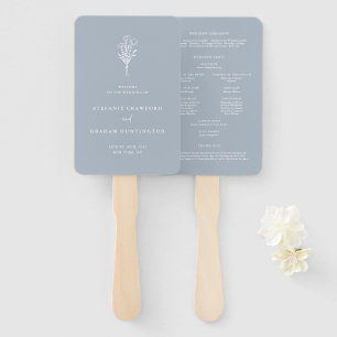 Éventail Mariage Minimaliste Bohème Botanique Bleu Poussiér