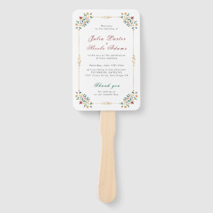 Éventail Mariage Motif classique complexe de géométrie vint