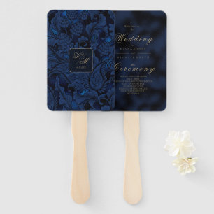 Éventail Mariage officiel Paisley Navy Blue ID767