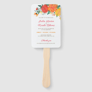Éventail Mariage Pastel Orange Yellow Spring Dahlia Fleurs