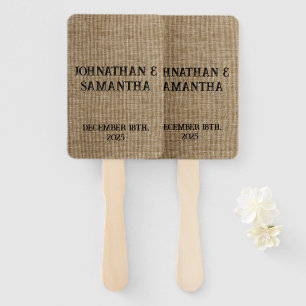 Éventail Mariage personnalisé rustique burlap motif nature