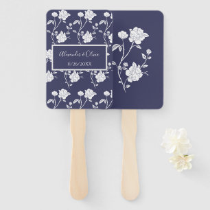 Éventail Mariage Rose de la Marine Favor Hand Fan