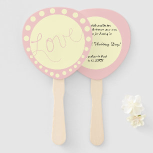 Éventail Mariage Rose Pois à la crème personnalisée