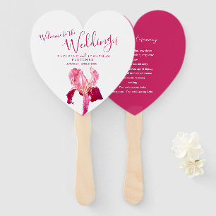 Éventail Mariage rouge rose iris fleuriste fans de programm