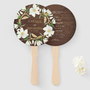 Éventail Mariage sur mesure en bois rustique Magnolia