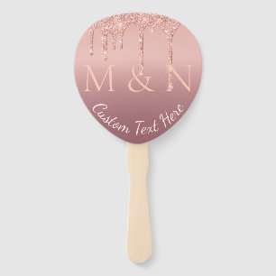 Éventail Mariage Texte Rose Gold Blush Parties scintillant 