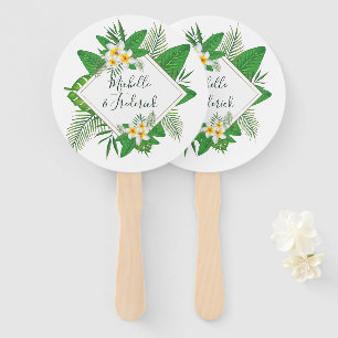Éventail Mariage tropical à l'aquarelle