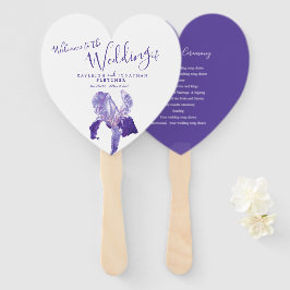 Éventail Mariage violet iris programme d'art floral
