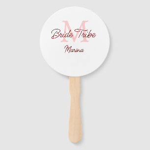 Éventail Mariée tribe monogramme rouge douche nuptiale simp