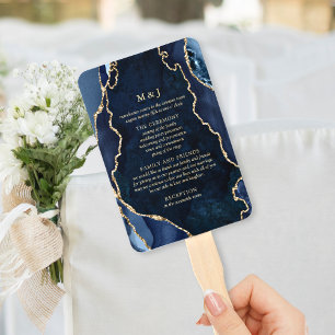 Éventail Marine Marbre & Gold Agate Programme de mariage Ve