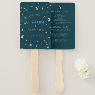 Éventail Marine Whimsical Gold Stars Moon Programmes Mariag