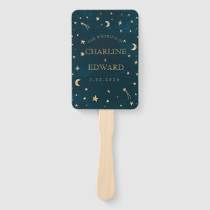 Éventail Marine Whimsical Gold Stars Moon Programmes Mariag