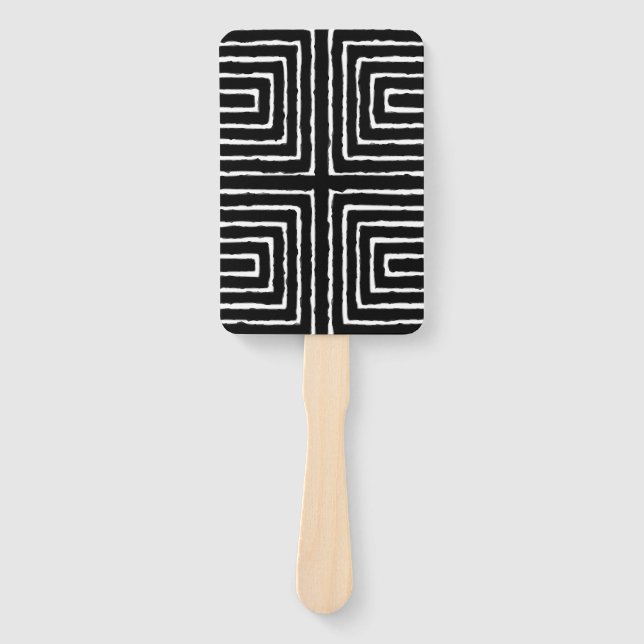 Éventail Maze tribal Motif panafricain en tissu de boue (Devant)