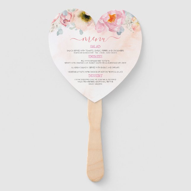 Éventail Menu Chute Citrouille Floral Rose (Devant)