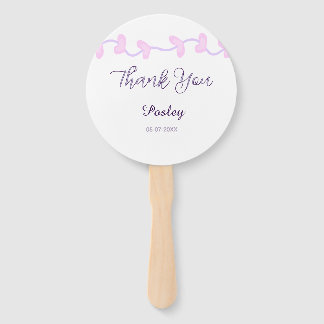 Éventail merci rose violet pastel mariage nom date lea