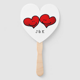Éventail mignon 2 coeur rouge mariage