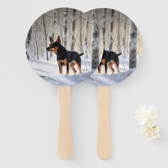 Éventail Mince Pinscher Laisser Neige Noël (Devant et derrière)