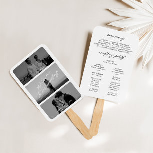 Éventail Miniature moderne 3 Photo Wedding Programme Ventil