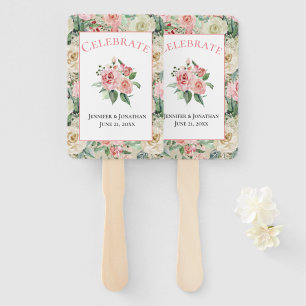 Éventail Modèle floral traditionnel en Mariage rose et bron